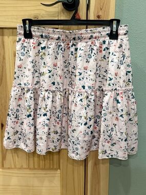 Hibluco Pink Floral Print Women's Skirt, Size XL